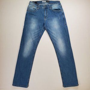 Rock and Republic Jeans Mens 34x32 Blue Denim Slim Straight Stretch Faded Grunge